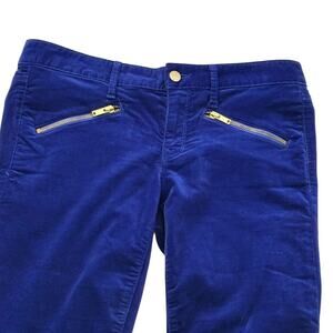 GAP Vibrant Blue Skinny Corduroy Pants 28 Waist - Silver Zipper Detail - Preppy